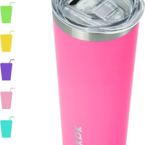 BJPKPK 20 oz Skinny Tumbler with Lid Slim Insulated Travel Coffee Cup Stainless Steel Thermal Mug,Pink