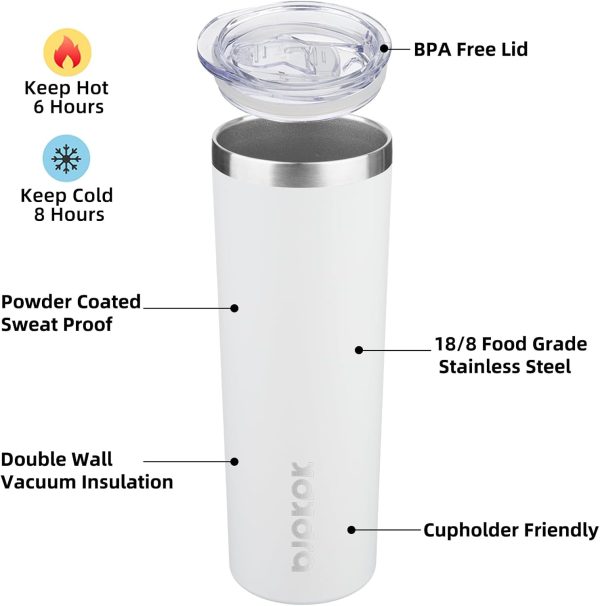 BJPKPK 20 oz Skinny Tumbler with Lid Slim Insulated Travel Coffee Cup Stainless Steel Thermal Mug,Pink - Image 3