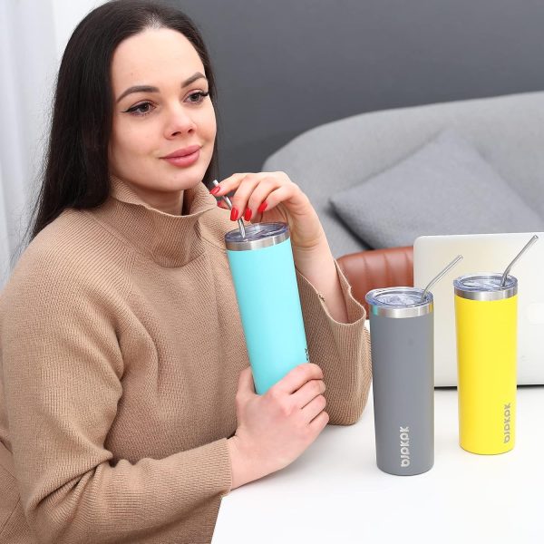 BJPKPK 20 oz Skinny Tumbler with Lid Slim Insulated Travel Coffee Cup Stainless Steel Thermal Mug,Pink - Image 18
