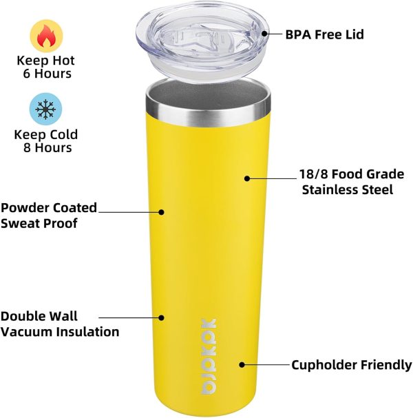 BJPKPK 20 oz Skinny Tumbler with Lid Slim Insulated Travel Coffee Cup Stainless Steel Thermal Mug,Pink - Image 23