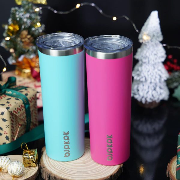 BJPKPK 20 oz Skinny Tumbler with Lid Slim Insulated Travel Coffee Cup Stainless Steel Thermal Mug,Pink - Image 32