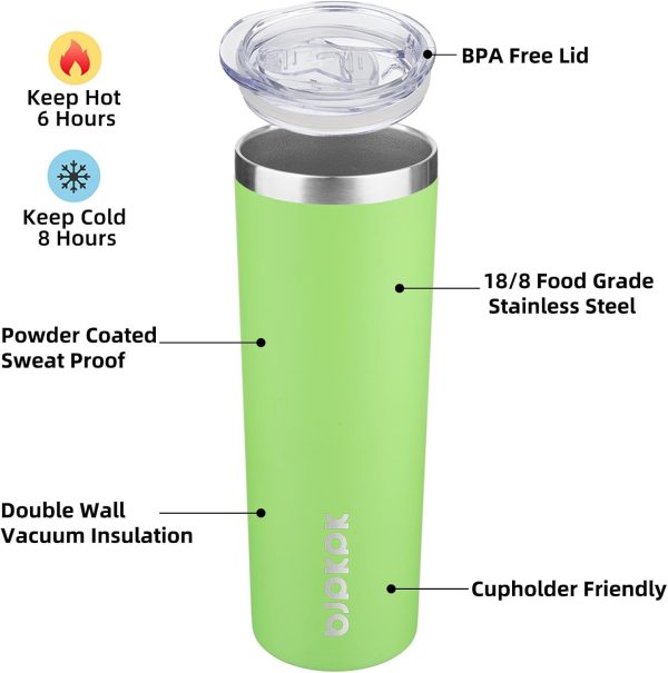 BJPKPK 20 oz Skinny Tumbler with Lid Slim Insulated Travel Coffee Cup Stainless Steel Thermal Mug,Pink - Image 35