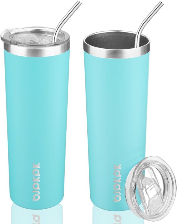 BJPKPK 20 oz Skinny Tumbler with Lid Slim Insulated Travel Coffee Cup Stainless Steel Thermal Mug,Pink - Image 46