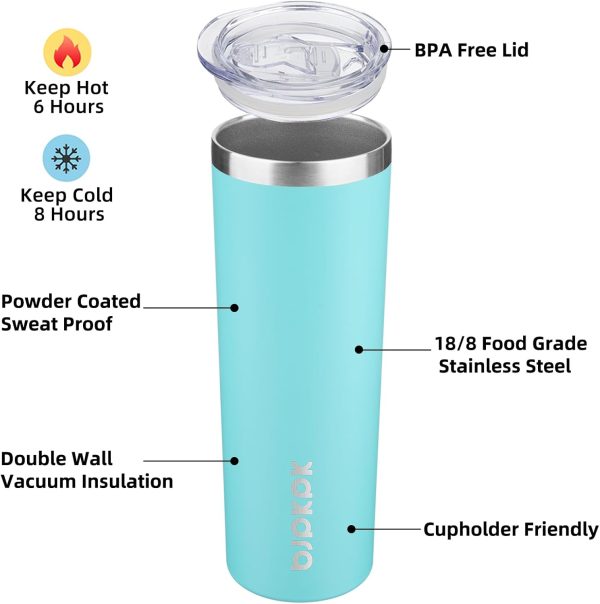 BJPKPK 20 oz Skinny Tumbler with Lid Slim Insulated Travel Coffee Cup Stainless Steel Thermal Mug,Pink - Image 47