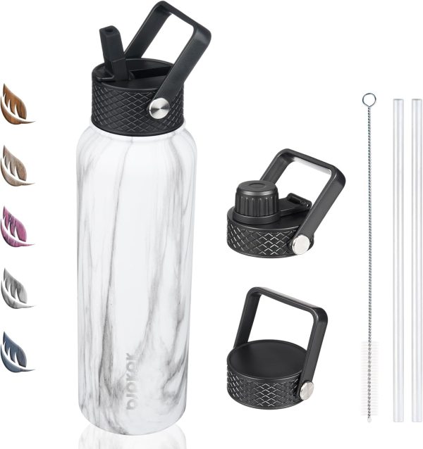 BJPKPK Insulated Water Bottles with Straw Lid, 50oz Large Water Jug, Stainless Steel Vacuum Bottles, Hot & Cold Thermos with 3 Lids and Paracord Handle,Stainless Steel - Image 19