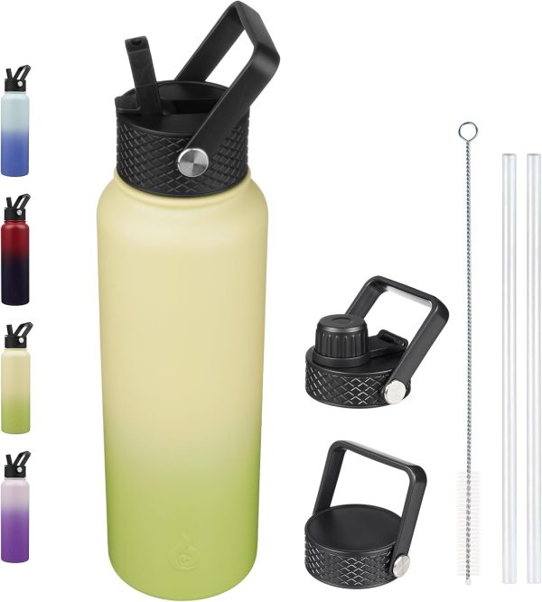 BJPKPK Insulated Water Bottles with Straw Lid, 50oz Large Water Jug, Stainless Steel Vacuum Bottles, Hot & Cold Thermos with 3 Lids and Paracord Handle,Stainless Steel - Image 31