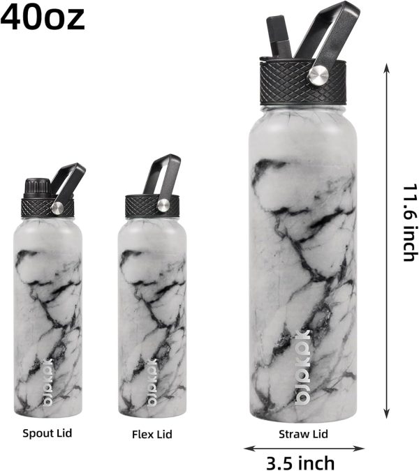 BJPKPK Insulated Water Bottles with Straw Lid, 50oz Large Water Jug, Stainless Steel Vacuum Bottles, Hot & Cold Thermos with 3 Lids and Paracord Handle,Stainless Steel - Image 43