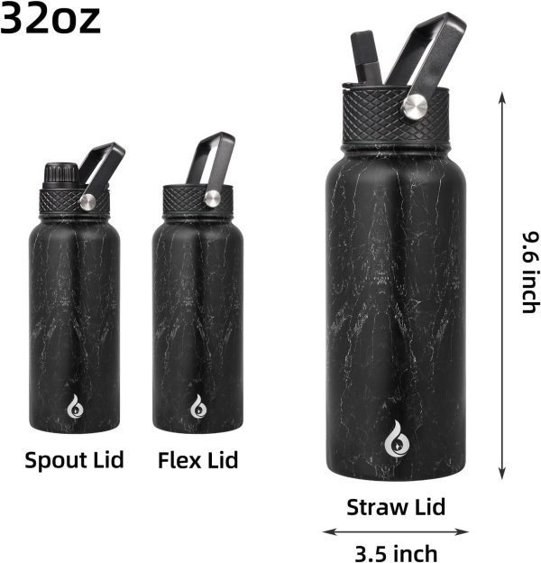 BJPKPK Insulated Water Bottles with Straw Lid, 50oz Large Water Jug, Stainless Steel Vacuum Bottles, Hot & Cold Thermos with 3 Lids and Paracord Handle,Stainless Steel - Image 54
