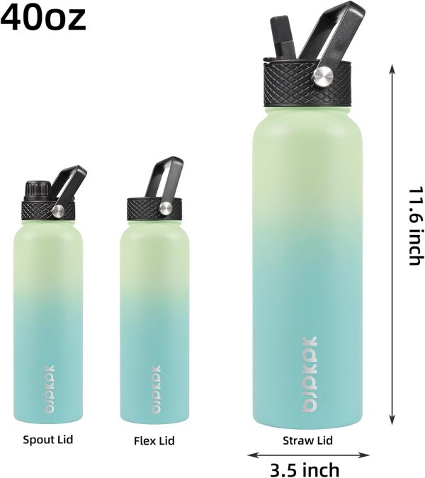 BJPKPK Insulated Water Bottles with Straw Lid, 50oz Large Water Jug, Stainless Steel Vacuum Bottles, Hot & Cold Thermos with 3 Lids and Paracord Handle,Stainless Steel - Image 63