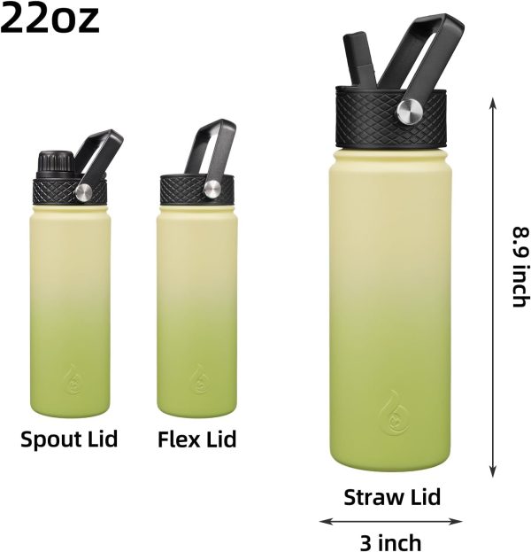 BJPKPK Insulated Water Bottles with Straw Lid, 50oz Large Water Jug, Stainless Steel Vacuum Bottles, Hot & Cold Thermos with 3 Lids and Paracord Handle,Stainless Steel - Image 77