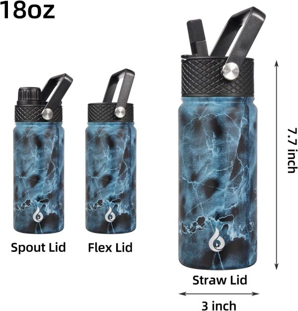 BJPKPK Insulated Water Bottles with Straw Lid, 50oz Large Water Jug, Stainless Steel Vacuum Bottles, Hot & Cold Thermos with 3 Lids and Paracord Handle,Stainless Steel - Image 86