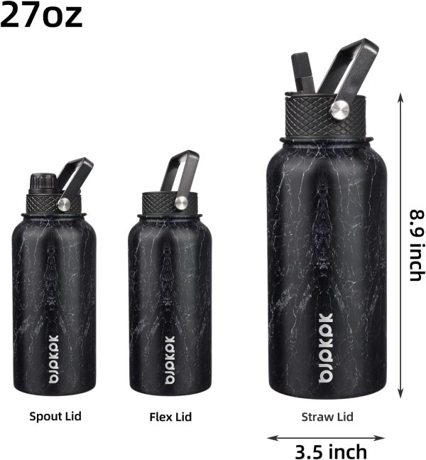 BJPKPK Insulated Water Bottles with Straw Lid, 50oz Large Water Jug, Stainless Steel Vacuum Bottles, Hot & Cold Thermos with 3 Lids and Paracord Handle,Stainless Steel - Image 91