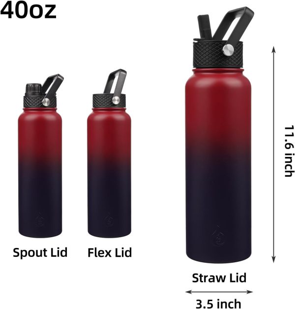 BJPKPK Insulated Water Bottles with Straw Lid, 50oz Large Water Jug, Stainless Steel Vacuum Bottles, Hot & Cold Thermos with 3 Lids and Paracord Handle,Stainless Steel - Image 94