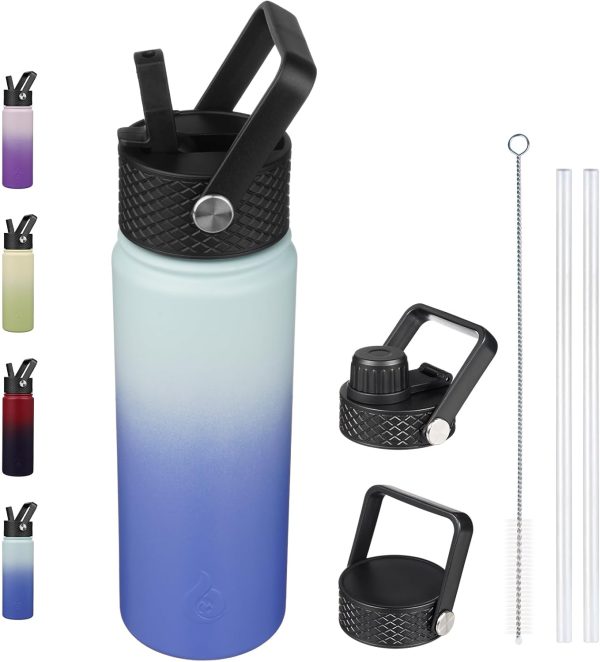 BJPKPK Insulated Water Bottles with Straw Lid, 50oz Large Water Jug, Stainless Steel Vacuum Bottles, Hot & Cold Thermos with 3 Lids and Paracord Handle,Stainless Steel - Image 97