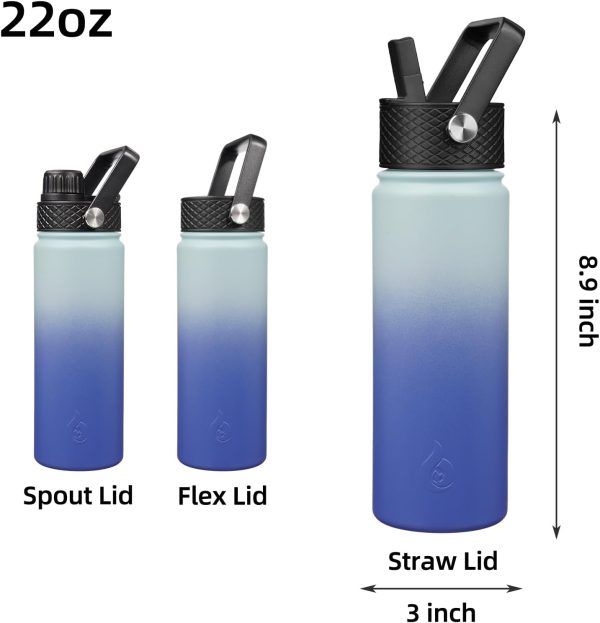 BJPKPK Insulated Water Bottles with Straw Lid, 50oz Large Water Jug, Stainless Steel Vacuum Bottles, Hot & Cold Thermos with 3 Lids and Paracord Handle,Stainless Steel - Image 98