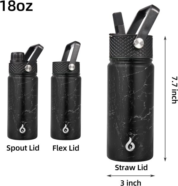 BJPKPK Insulated Water Bottles with Straw Lid, 50oz Large Water Jug, Stainless Steel Vacuum Bottles, Hot & Cold Thermos with 3 Lids and Paracord Handle,Stainless Steel - Image 113