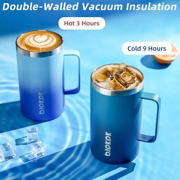 BJPKPK Insulated Coffee Mug with 2 Lids, 25oz Stainless Steel Insulated Tumbler with Handle, Double Wall Vacuum Coffee Cup, BPA Free Leak Proof Thermos for Travel & Home, Red - Image 4