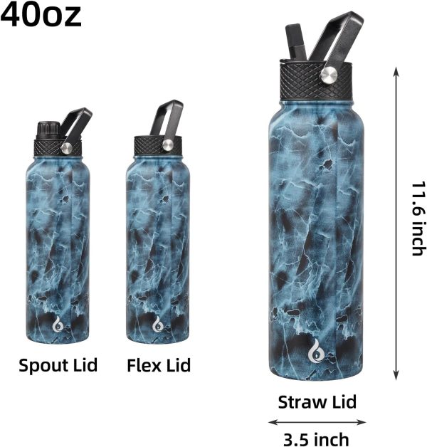 BJPKPK Insulated Water Bottles with Straw Lid, 50oz Large Water Jug, Stainless Steel Vacuum Bottles, Hot & Cold Thermos with 3 Lids and Paracord Handle,Stainless Steel - Image 129