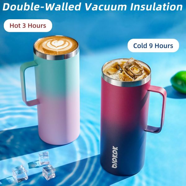 BJPKPK Insulated Coffee Mug with 2 Lids, 25oz Stainless Steel Insulated Tumbler with Handle, Double Wall Vacuum Coffee Cup, BPA Free Leak Proof Thermos for Travel & Home, Red - Image 9