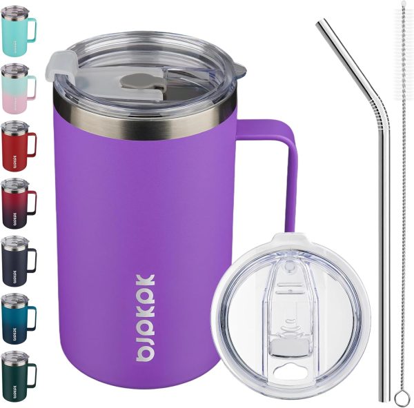BJPKPK Insulated Coffee Mug with 2 Lids, 25oz Stainless Steel Insulated Tumbler with Handle, Double Wall Vacuum Coffee Cup, BPA Free Leak Proof Thermos for Travel & Home, Red - Image 12