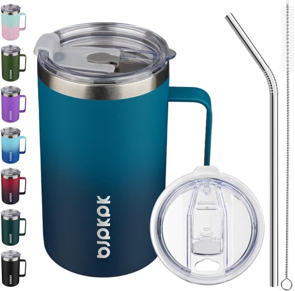 BJPKPK Insulated Coffee Mug with 2 Lids, 25oz Stainless Steel Insulated Tumbler with Handle, Double Wall Vacuum Coffee Cup, BPA Free Leak Proof Thermos for Travel & Home, Red - Image 15