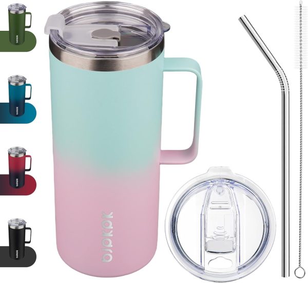 BJPKPK Insulated Coffee Mug with 2 Lids, 25oz Stainless Steel Insulated Tumbler with Handle, Double Wall Vacuum Coffee Cup, BPA Free Leak Proof Thermos for Travel & Home, Red - Image 19