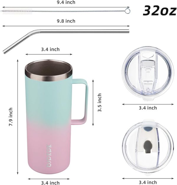 BJPKPK Insulated Coffee Mug with 2 Lids, 25oz Stainless Steel Insulated Tumbler with Handle, Double Wall Vacuum Coffee Cup, BPA Free Leak Proof Thermos for Travel & Home, Red - Image 21