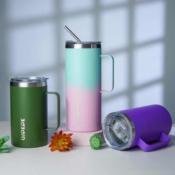 BJPKPK Insulated Coffee Mug with 2 Lids, 25oz Stainless Steel Insulated Tumbler with Handle, Double Wall Vacuum Coffee Cup, BPA Free Leak Proof Thermos for Travel & Home, Red - Image 22