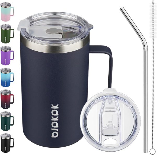 BJPKPK Insulated Coffee Mug with 2 Lids, 25oz Stainless Steel Insulated Tumbler with Handle, Double Wall Vacuum Coffee Cup, BPA Free Leak Proof Thermos for Travel & Home, Red - Image 23