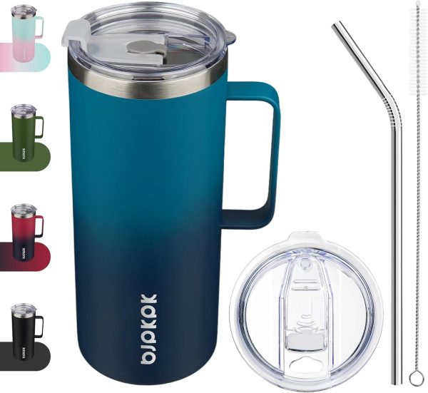 BJPKPK Insulated Coffee Mug with 2 Lids, 25oz Stainless Steel Insulated Tumbler with Handle, Double Wall Vacuum Coffee Cup, BPA Free Leak Proof Thermos for Travel & Home, Red - Image 27
