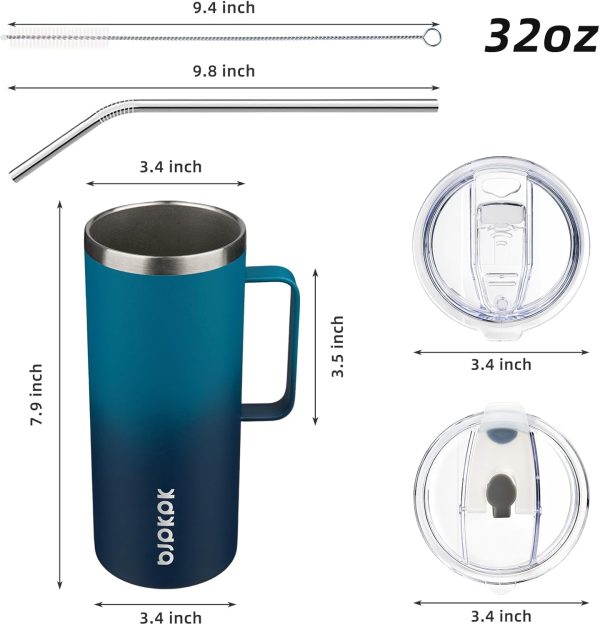BJPKPK Insulated Coffee Mug with 2 Lids, 25oz Stainless Steel Insulated Tumbler with Handle, Double Wall Vacuum Coffee Cup, BPA Free Leak Proof Thermos for Travel & Home, Red - Image 29