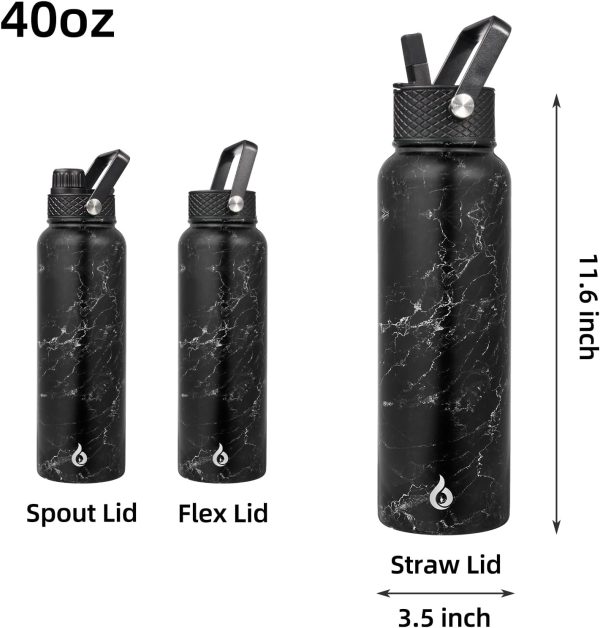 BJPKPK Insulated Water Bottles with Straw Lid, 50oz Large Water Jug, Stainless Steel Vacuum Bottles, Hot & Cold Thermos with 3 Lids and Paracord Handle,Stainless Steel - Image 152
