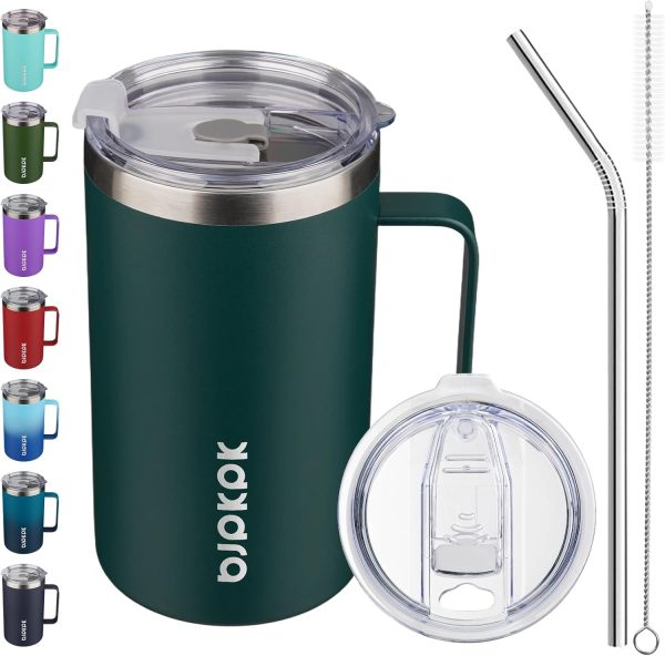 BJPKPK Insulated Coffee Mug with 2 Lids, 25oz Stainless Steel Insulated Tumbler with Handle, Double Wall Vacuum Coffee Cup, BPA Free Leak Proof Thermos for Travel & Home, Red - Image 31