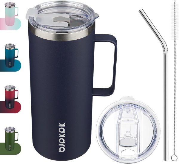 BJPKPK Insulated Coffee Mug with 2 Lids, 25oz Stainless Steel Insulated Tumbler with Handle, Double Wall Vacuum Coffee Cup, BPA Free Leak Proof Thermos for Travel & Home, Red - Image 34