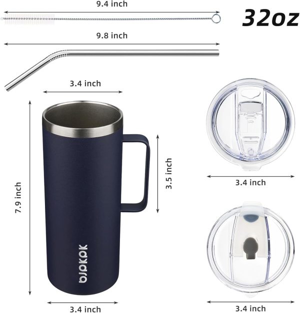 BJPKPK Insulated Coffee Mug with 2 Lids, 25oz Stainless Steel Insulated Tumbler with Handle, Double Wall Vacuum Coffee Cup, BPA Free Leak Proof Thermos for Travel & Home, Red - Image 36