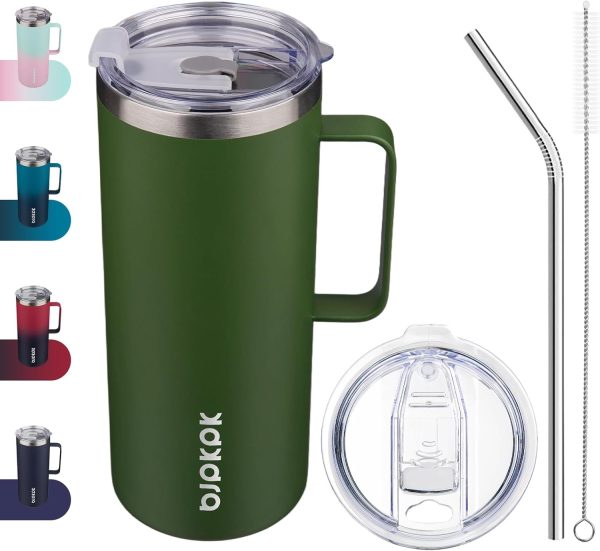 BJPKPK Insulated Coffee Mug with 2 Lids, 25oz Stainless Steel Insulated Tumbler with Handle, Double Wall Vacuum Coffee Cup, BPA Free Leak Proof Thermos for Travel & Home, Red - Image 37
