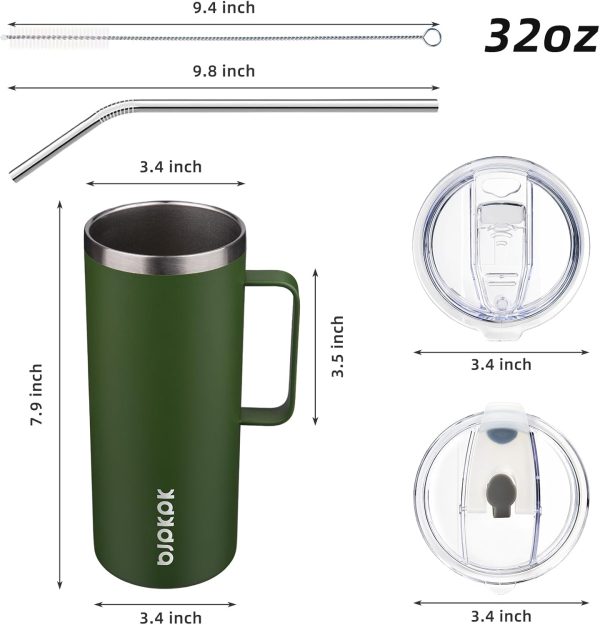 BJPKPK Insulated Coffee Mug with 2 Lids, 25oz Stainless Steel Insulated Tumbler with Handle, Double Wall Vacuum Coffee Cup, BPA Free Leak Proof Thermos for Travel & Home, Red - Image 39