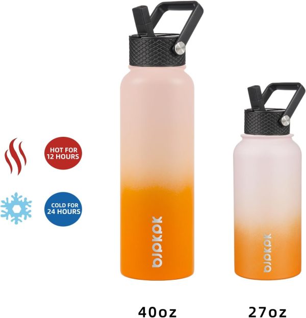 BJPKPK Insulated Water Bottles with Straw Lid, 50oz Large Water Jug, Stainless Steel Vacuum Bottles, Hot & Cold Thermos with 3 Lids and Paracord Handle,Stainless Steel - Image 161