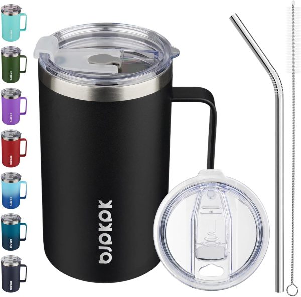 BJPKPK Insulated Coffee Mug with 2 Lids, 25oz Stainless Steel Insulated Tumbler with Handle, Double Wall Vacuum Coffee Cup, BPA Free Leak Proof Thermos for Travel & Home, Red - Image 41