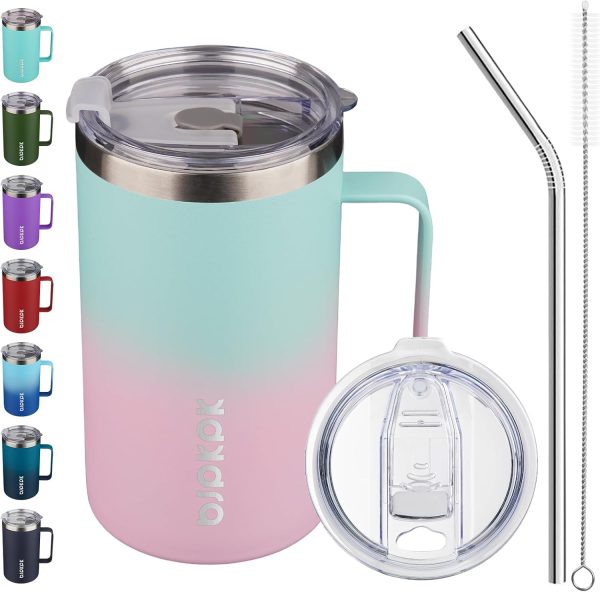 BJPKPK Insulated Coffee Mug with 2 Lids, 25oz Stainless Steel Insulated Tumbler with Handle, Double Wall Vacuum Coffee Cup, BPA Free Leak Proof Thermos for Travel & Home, Red - Image 44