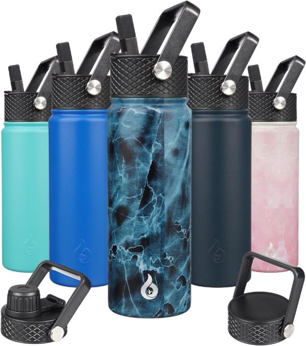 BJPKPK Insulated Water Bottles with Straw Lid, 50oz Large Water Jug, Stainless Steel Vacuum Bottles, Hot & Cold Thermos with 3 Lids and Paracord Handle,Stainless Steel - Image 168