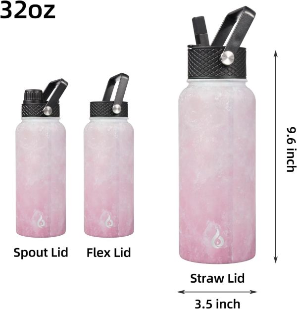 BJPKPK Insulated Water Bottles with Straw Lid, 50oz Large Water Jug, Stainless Steel Vacuum Bottles, Hot & Cold Thermos with 3 Lids and Paracord Handle,Stainless Steel - Image 172