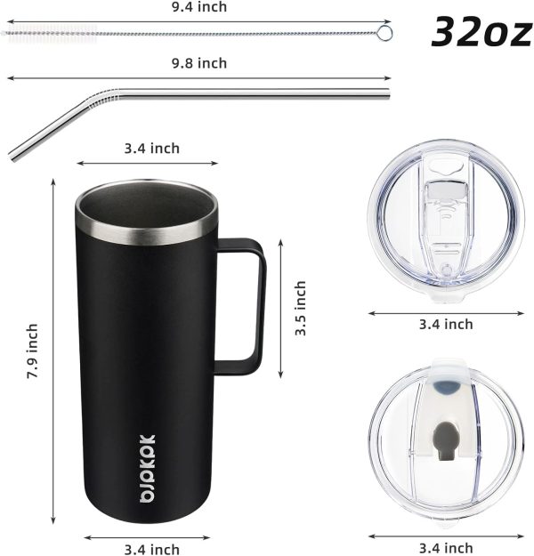 BJPKPK Insulated Coffee Mug with 2 Lids, 25oz Stainless Steel Insulated Tumbler with Handle, Double Wall Vacuum Coffee Cup, BPA Free Leak Proof Thermos for Travel & Home, Red - Image 52