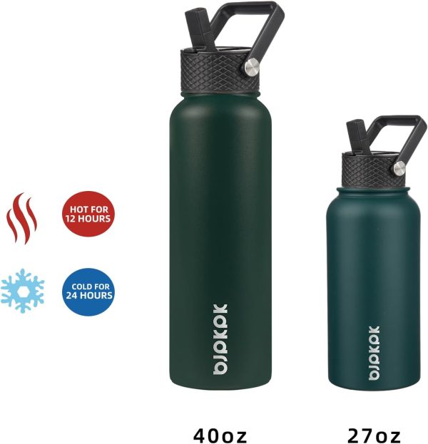 BJPKPK Insulated Water Bottles with Straw Lid, 50oz Large Water Jug, Stainless Steel Vacuum Bottles, Hot & Cold Thermos with 3 Lids and Paracord Handle,Stainless Steel - Image 181