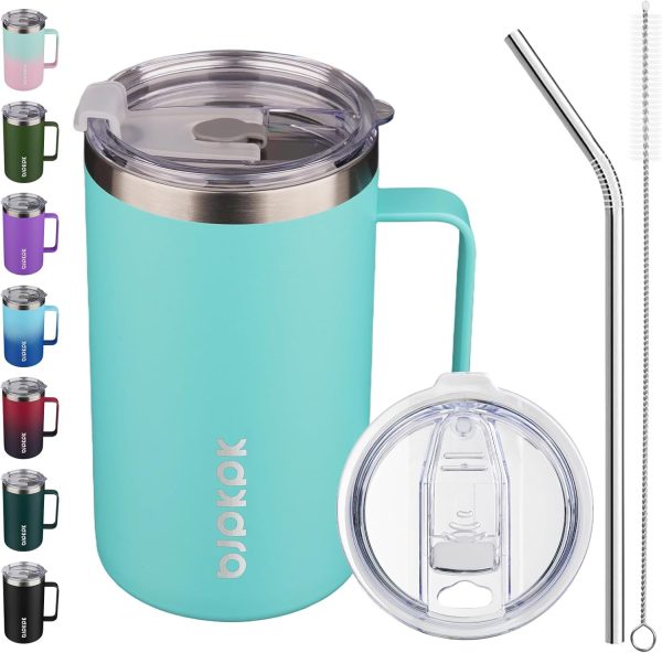 BJPKPK Insulated Coffee Mug with 2 Lids, 25oz Stainless Steel Insulated Tumbler with Handle, Double Wall Vacuum Coffee Cup, BPA Free Leak Proof Thermos for Travel & Home, Red - Image 61