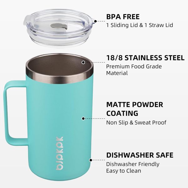 BJPKPK Insulated Coffee Mug with 2 Lids, 25oz Stainless Steel Insulated Tumbler with Handle, Double Wall Vacuum Coffee Cup, BPA Free Leak Proof Thermos for Travel & Home, Red - Image 62