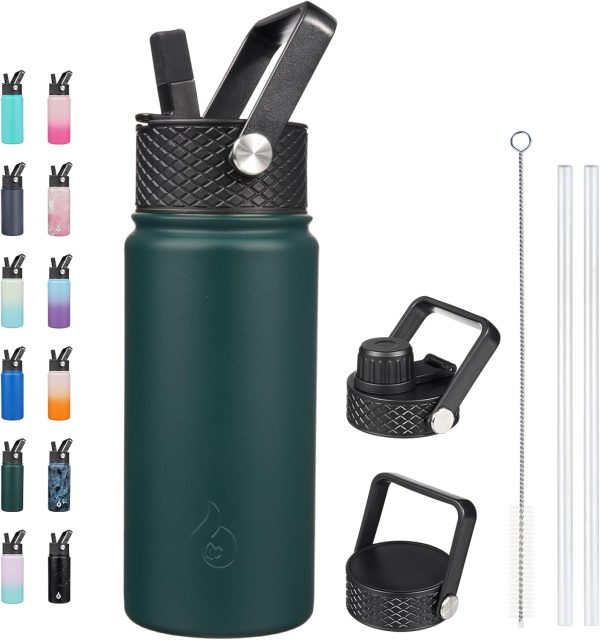 BJPKPK Insulated Water Bottles with Straw Lid, 50oz Large Water Jug, Stainless Steel Vacuum Bottles, Hot & Cold Thermos with 3 Lids and Paracord Handle,Stainless Steel - Image 187