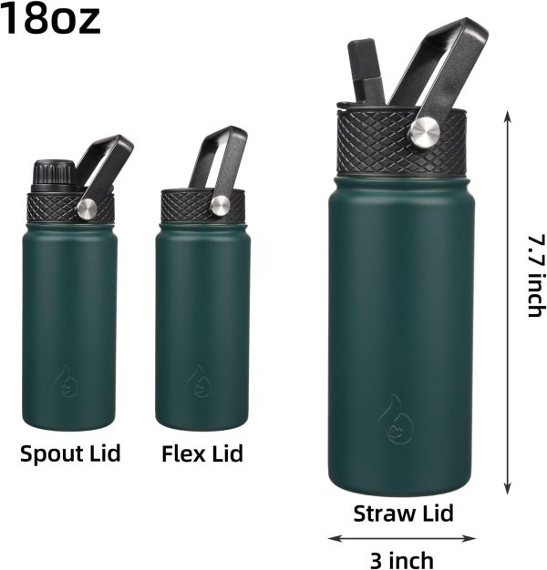 BJPKPK Insulated Water Bottles with Straw Lid, 50oz Large Water Jug, Stainless Steel Vacuum Bottles, Hot & Cold Thermos with 3 Lids and Paracord Handle,Stainless Steel - Image 188