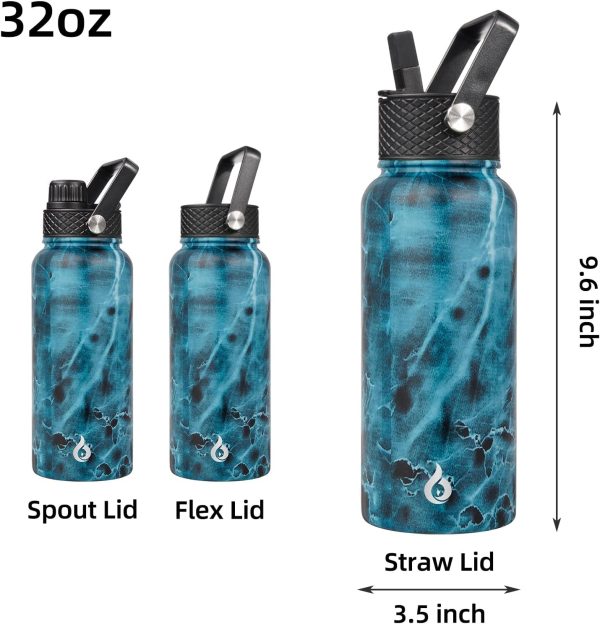 BJPKPK Insulated Water Bottles with Straw Lid, 50oz Large Water Jug, Stainless Steel Vacuum Bottles, Hot & Cold Thermos with 3 Lids and Paracord Handle,Stainless Steel - Image 191