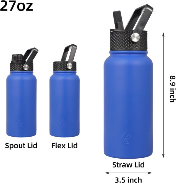 BJPKPK Insulated Water Bottles with Straw Lid, 50oz Large Water Jug, Stainless Steel Vacuum Bottles, Hot & Cold Thermos with 3 Lids and Paracord Handle,Stainless Steel - Image 194